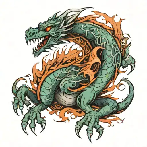 I want a tattoo on my entire arm. The main character should be a dragon. It is desirable that this dragon is associated  tattoo design idea