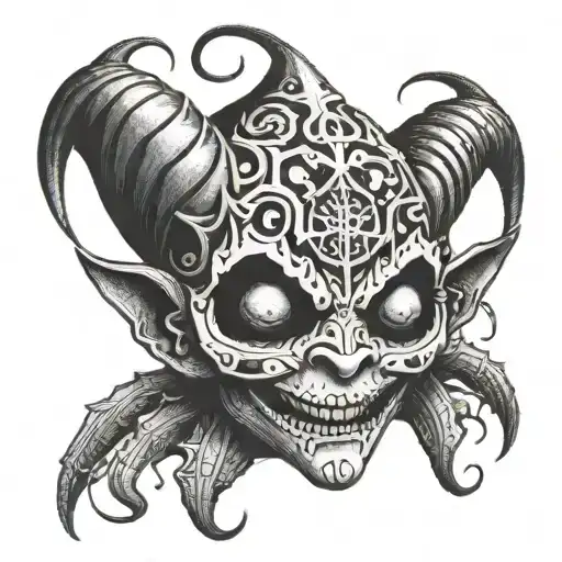 jester head with spider legs tattoo design idea