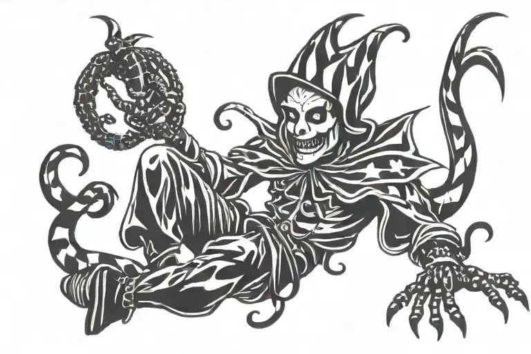 jester with spider legs tattoo design idea