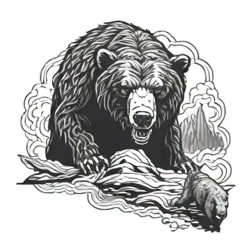 Perun and the bear are furious tattoo design idea