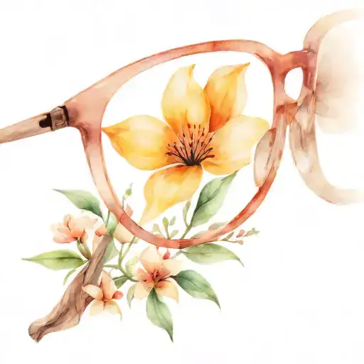 eyeglass with flower growing tattoo design idea