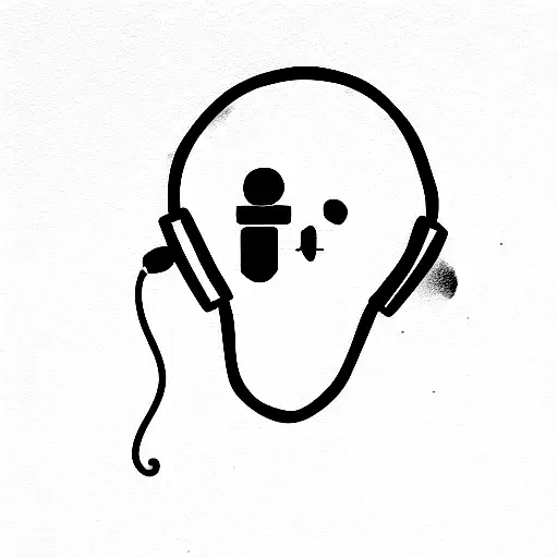 funny ghost with headphones and gaming console tattoo design idea