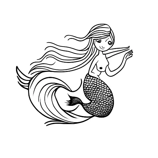 a simple mermaid in a rock tattoo design idea