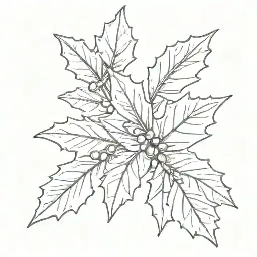 Holly branch tattoo design idea