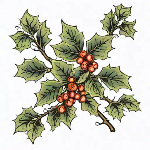 Holly branch tattoo design idea