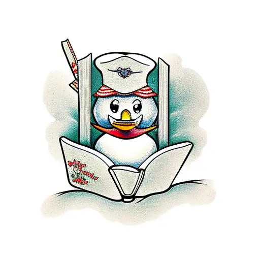 rubber duck  reading a book tattoo design idea
