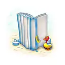 rubber duck  reading a book tattoo design idea