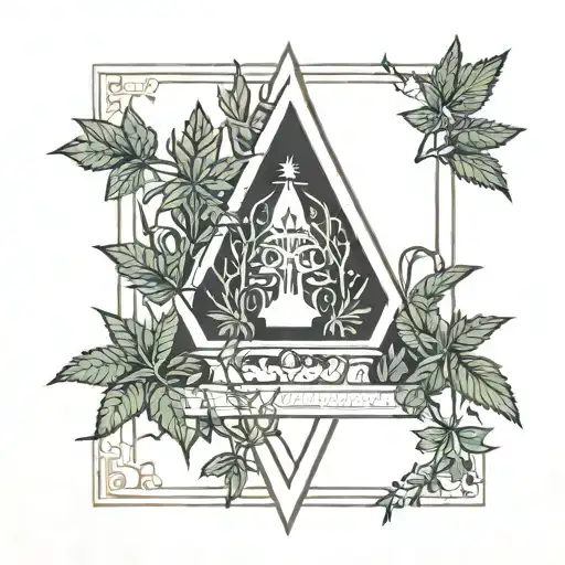 weed plants gravestone tattoo design idea