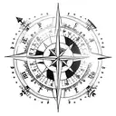 A sailor navigating through a mystical foggy sea with a compass and a map tattoo design idea