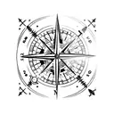 A sailor navigating through a mystical foggy sea with a compass and a map tattoo design idea