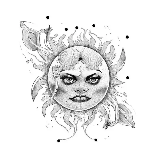 Sun and hyacinth tattoo design idea