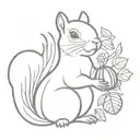 squirrel holding acorns tattoo design idea