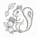 squirrel holding acorns tattoo design idea