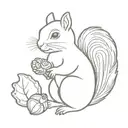 squirrel holding acorns tattoo design idea