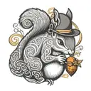 squirrel holding acorn tattoo design idea