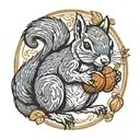 squirrel holding acorn tattoo design idea