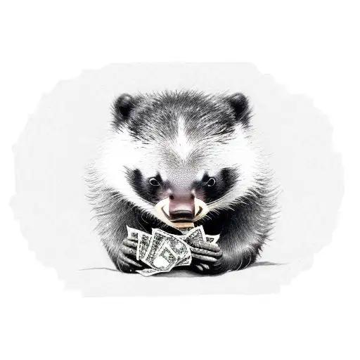 honeybadger eating money  tattoo design idea