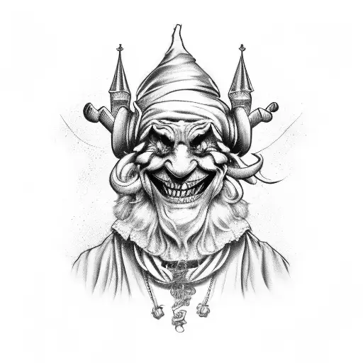 smilling jester tattoo design idea