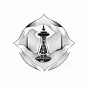 Create a tattoo featuring iconic landmarks of Seattle with a futuristic twist tattoo design idea