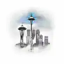 Create a tattoo featuring iconic landmarks of Seattle with a futuristic twist tattoo design idea