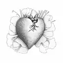heart made from carnations in fine line style  tattoo design idea