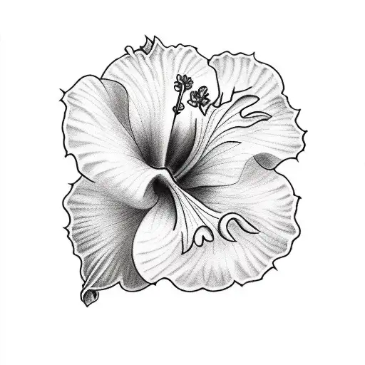 A half sleeve tattoo combining the elegance of a hibiscus flower with the playfulness of a Pembroke Welsh Corgi in a sketch style tattoo design idea