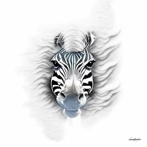 zebra pawing with a dark background and a lot of smoke tattoo design idea