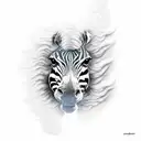 zebra pawing with a dark background and a lot of smoke tattoo design idea