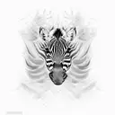 zebra pawing with a dark background and a lot of smoke tattoo design idea