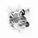 zebra pawing with a dark background and a lot of smoke tattoo design idea