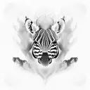 zebra pawing with a dark background and a lot of smoke tattoo design idea