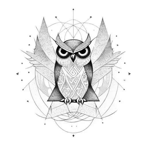 pentagram with owl tattoo design idea