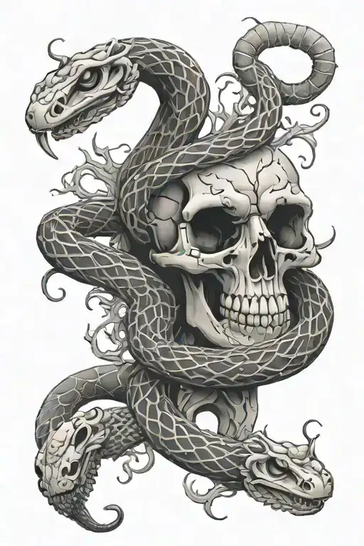 snake skeleton tattoo design idea