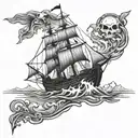 ghost ship tattoo design idea