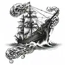 ghost ship tattoo design idea