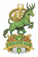 South African Springboks Rugby logo, World Cup Champions winning dates, William Webb Ellis Trophy, death metal theme tattoo design idea