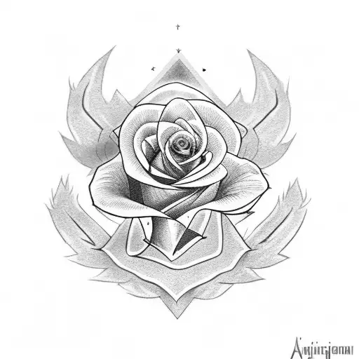 Angemon holding a rose tattoo design idea