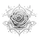 Angemon and a rose in a celestial setting tattoo design idea