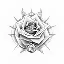 Angemon and a rose in a celestial setting tattoo design idea