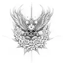 Angemon surrounded by roses tattoo design idea