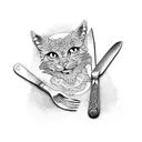 knife with fork cooking tattoo design idea