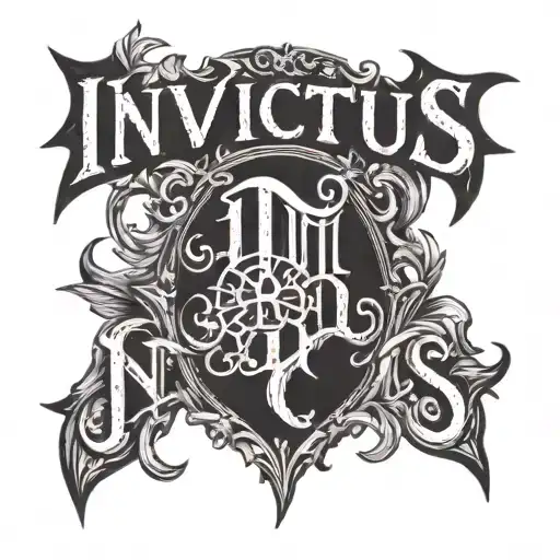 invictus text tattoo design idea