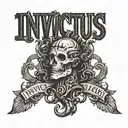 invictus text tattoo design idea