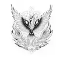 Phoenix, rising, flames, light tattoo design idea