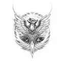 Phoenix, rising, flames, light tattoo design idea