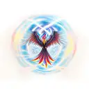Phoenix, rising, flames, light tattoo design idea