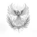 Phoenix, rising, flames, light tattoo design idea
