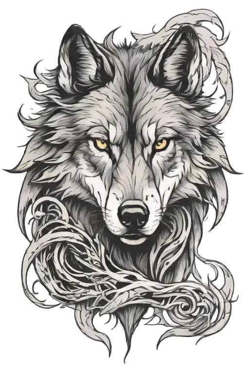 wolf,revenge, love symbol tattoo design idea