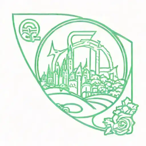 wizard of oz emerald city with word OZ tattoo design idea