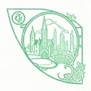 wizard of oz emerald city with word OZ tattoo design idea